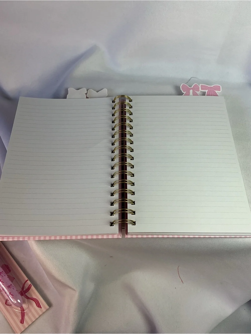 ★ Pink Bow Stationery Gift Set Notebook Pen Tabs & Clips Bundle